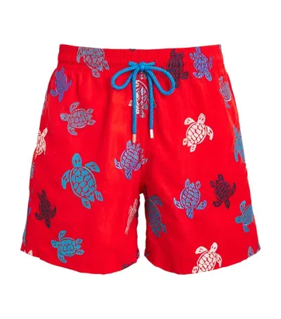 Vilebrequin Embroidered Turtle Swim Shorts In Red