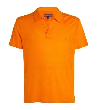 Vilebrequin Linen Polo Shirt In Orange