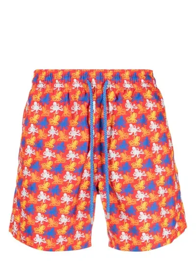 Vilebrequin Logo-patch Swim Shorts In Red