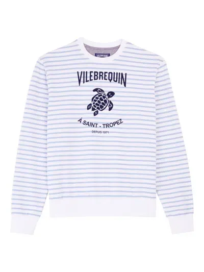 Vilebrequin Logo-print Striped Sweatshirt In Pastel Blue