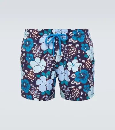 Vilebrequin Moorise Printed Swim Trunks In Minuit