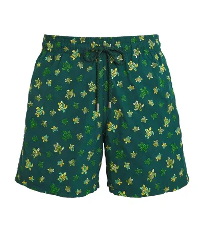 Vilebrequin Turtle Embroidery Mistral Swim Shorts In Green