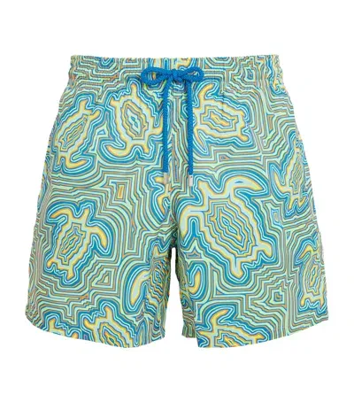 Vilebrequin Turtle Print Mahina Swim Shorts In Green