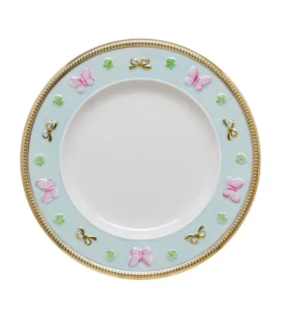 Villari Blooming Butterfly Dessert Plate In Blue