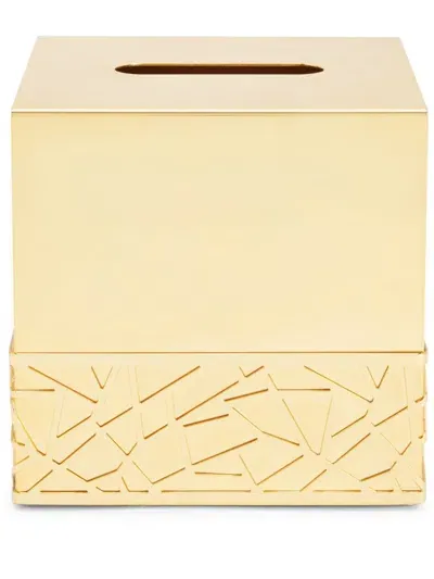 Villari Embossed Pattern Tissue Box In Gold