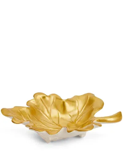 Villari Medium Autumn Fig Leaf Tray (4cm X 27cm) In Gold