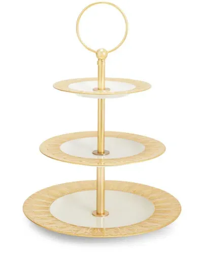 Villari Peacock Three-tier Cake Stand (27cm X 37cm) In Gold