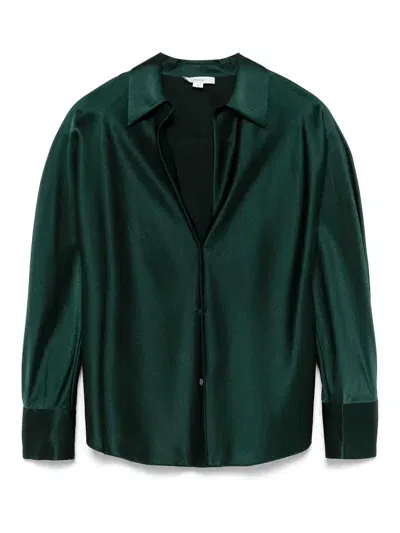 Vince Bias Ls Blouse In Green