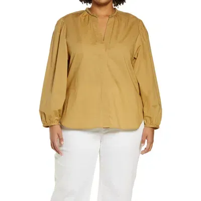 Vince Braid Trim Cotton Blouse In Jute