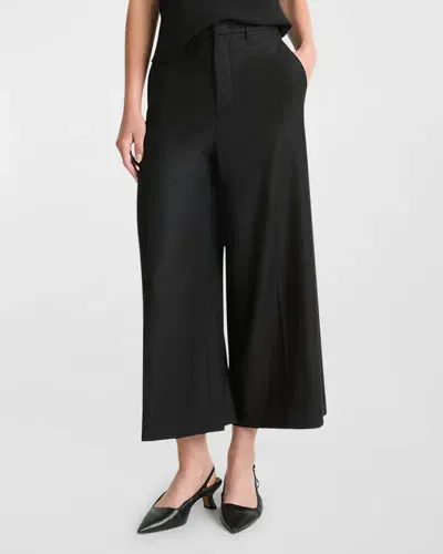 Vince Brushed Flannel Mid-rise Culottes In Black