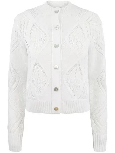 Vince Cable-knit Cardigan In White