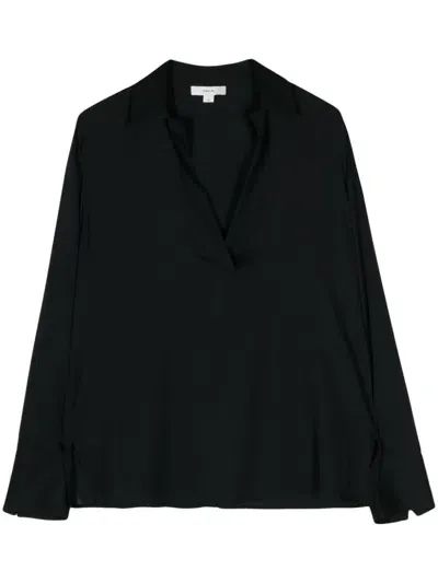 Vince Silk V-neck Blouse In Black