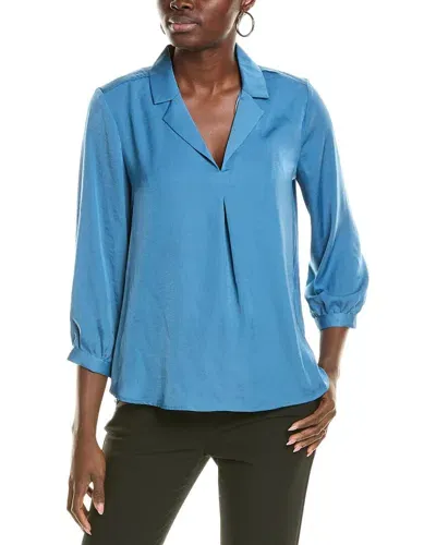 Vince Camuto Pleat Front Satin Shirt In Blue