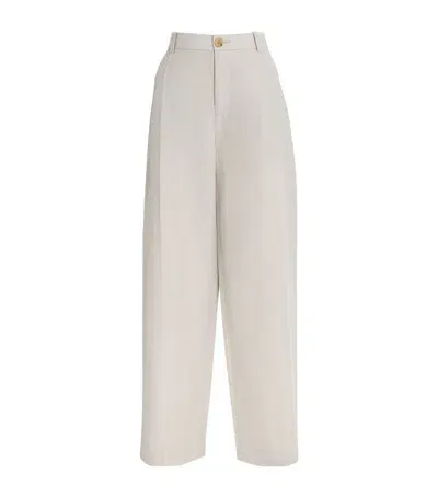 Vince Cotton-blend Wide-leg Trousers In White