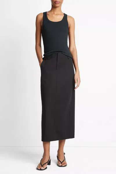 Vince Cotton Low-rise Straight Trouser Skirt In Black