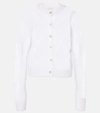 Vince Cropped Cotton Cardigan In White