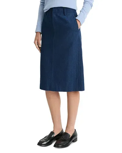 Vince Double Waistband Pencil Skirt In Indigo