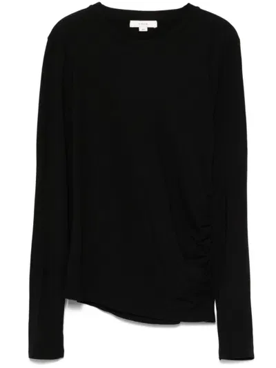 Vince Draped Long-sleeve T-shirt In Black