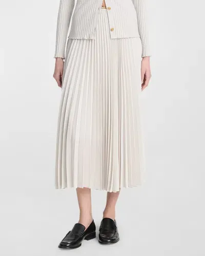 Vince Draped Pleated Midi Skirt In Cream