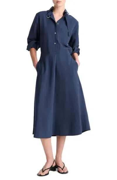 Vince Easy Long Sleeve Midi Shirtdress In Lt Coastal