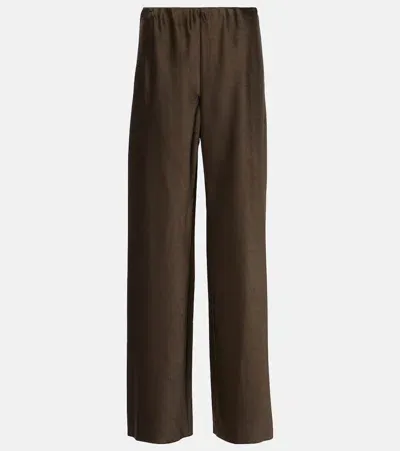 Vince Fluid Satin Straight Pants In Brown