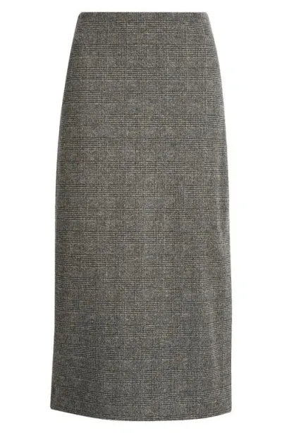 Vince Glen Plaid Side Slit Midi Skirt In Black Multi