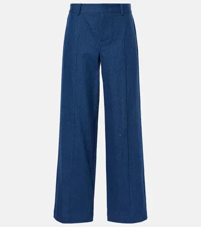 Vince High-rise Denim Wide-leg Pants In Indigo