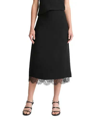 Vince Lace Panelled Straight Skirt In Black