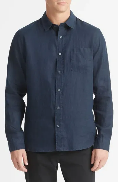 Vince Linen Button-up Shirt In Coastal