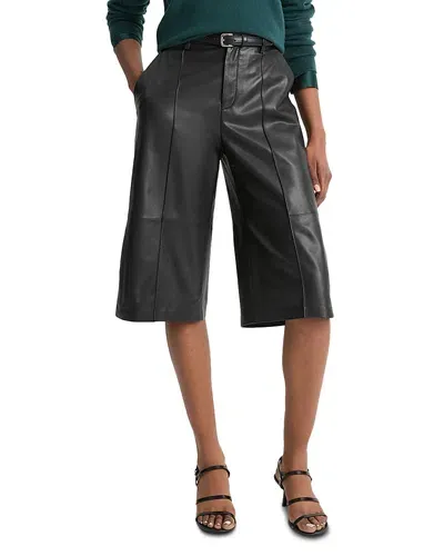 Vince Mid Rise Leather Shorts In Black