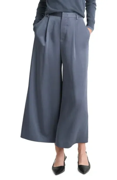 Vince Mid Rise Satin Culottes In Dark Water