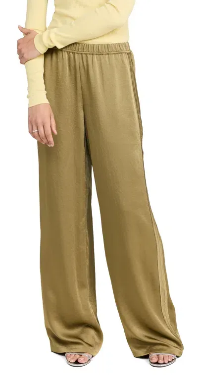 Vince Mid Rise Side Strap Wide Leg Pants Earthly In Green