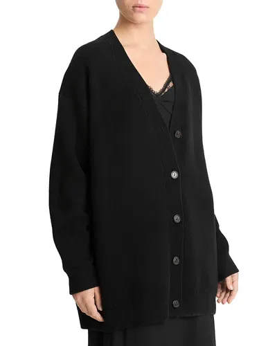 Vince Cashmere And Wool Cardigan In Black