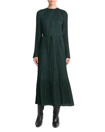 Vince Pleated Midi Dress In Marine Pine