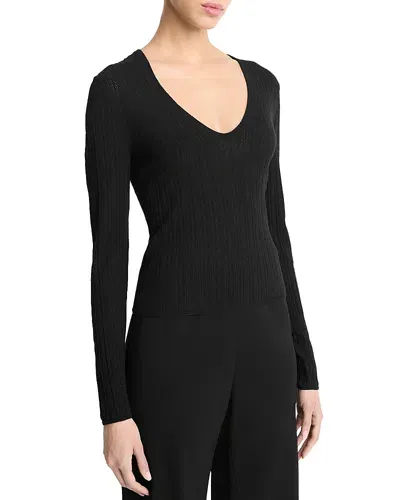 Vince Pointelle Sweater In Black