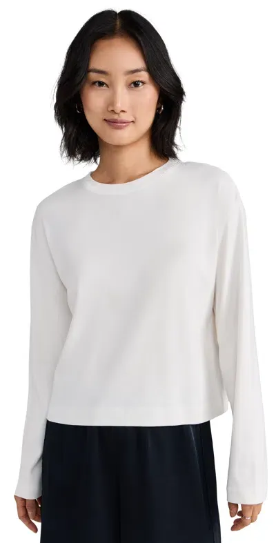 Vince Relaxed Long Sleeve Cropped Crew Tee Off White