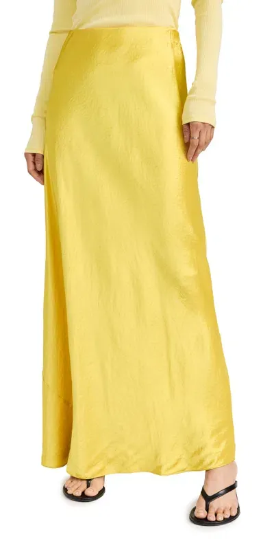 Vince Satin Maxi Skirt Danjou In Yellow