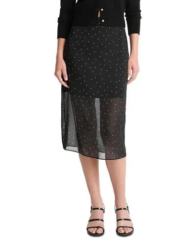 Vince Sheer Dot Straight Skirt In Black/grey