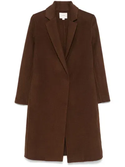 Vince Single-breasted Coat In Brown