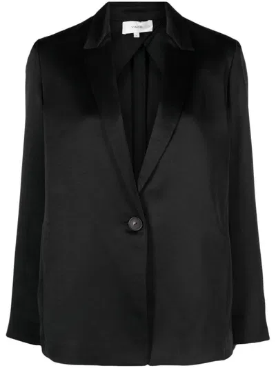 Vince Silk-blend Blazer In Black