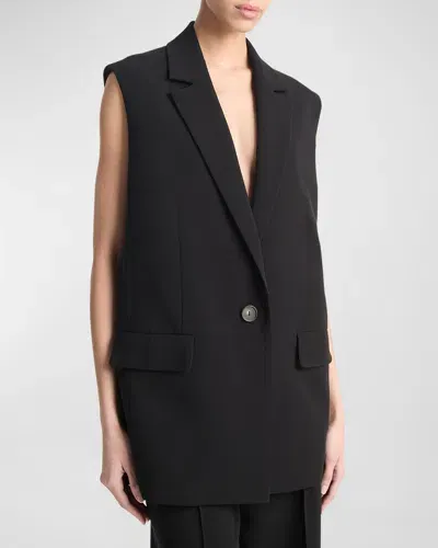 Vince Sleeveless Longline Blazer In Black