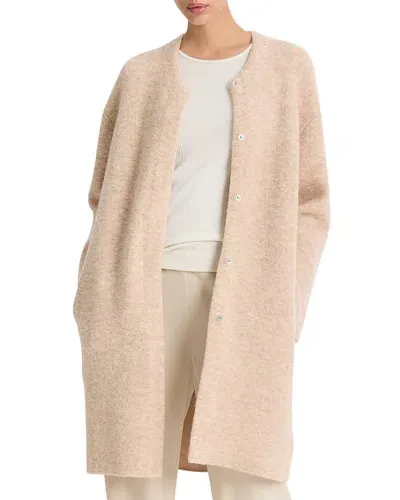 Vince Textured Soft Sculpt Cardigan Sweater In Heather Wheat Cream