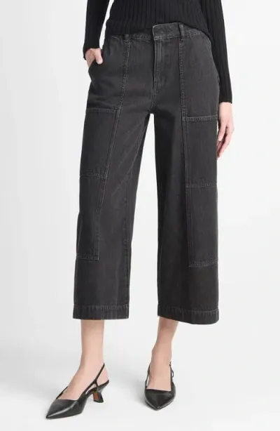 Vince Utility Crop Wide Leg Jeans In Black