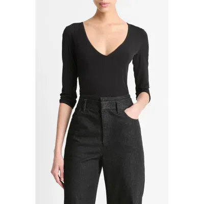 Vince V-neck Top In Black