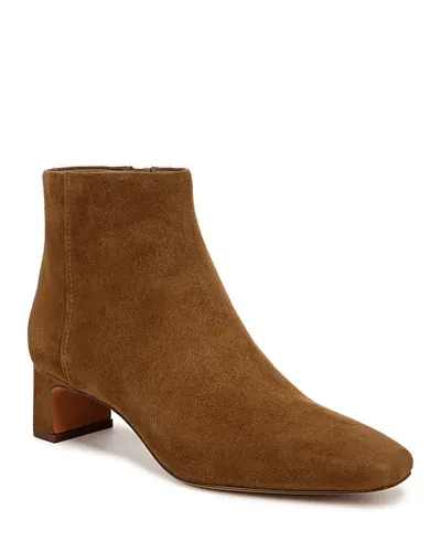 Vince Womens Faux Suede Almond Toe Booties In Brown