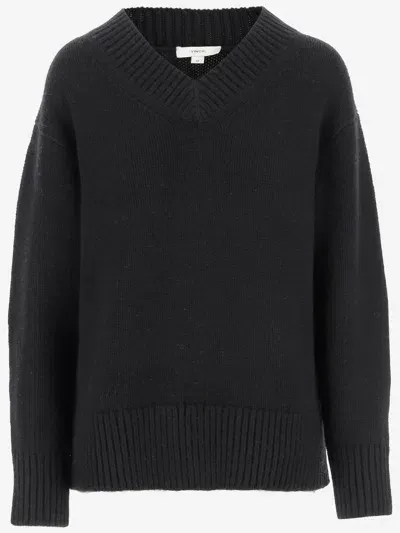 Vince Wool Blend Sweater In Black