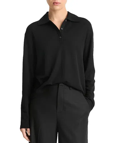 Vince Relaxed Wool Polo Sweater In Black