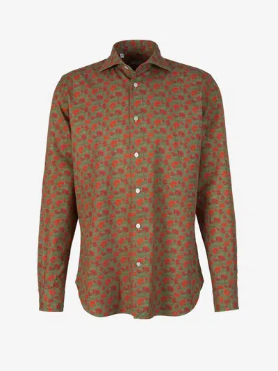 Vincenzo Di Ruggiero Printed Cotton Shirt In Orange