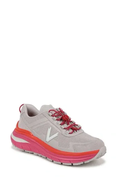 Vionic Sierra Max Walking Shoe In Soft Oyster/viva Magenta