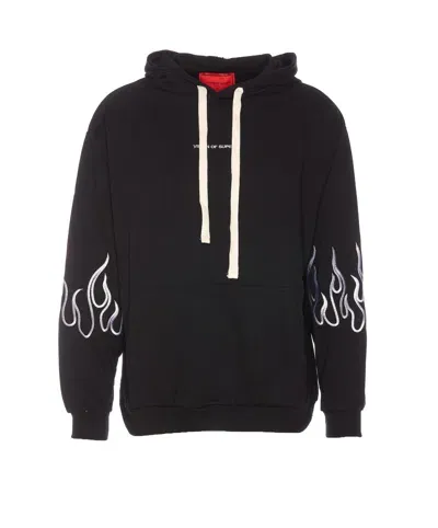 Vision Of Super White Flames Logo Hoodie In Black